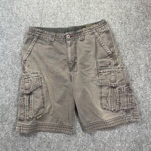 Vintage Fox Cargo Shorts Mens 34 Gray Striped Y2K Embroidered 2000's